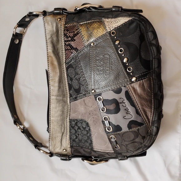 Coach Zoe Metallic Patchwork Shoulder Purse / lightly used - Picture 2 of 10